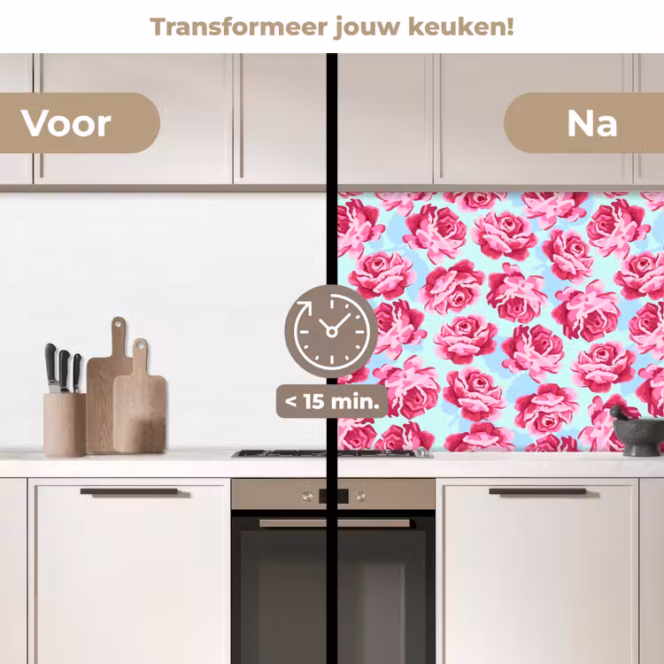 Bloemen - Rozen - Patroon keuken achterwand 2 middel 871 -voor-na2_NL