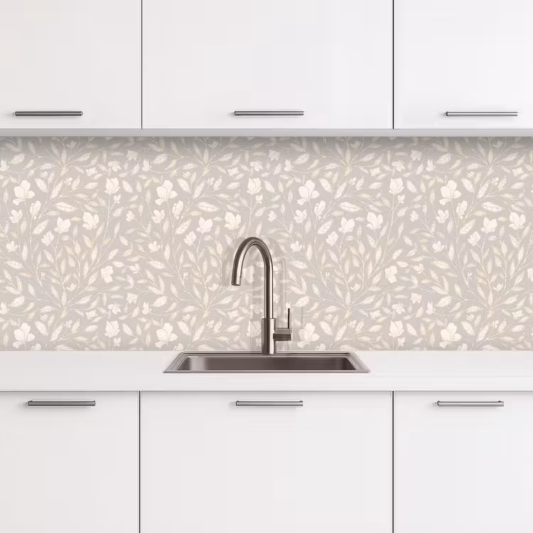 Bloemen - Steel - Blaadjes keuken achterwand 2 middel 871 -3d