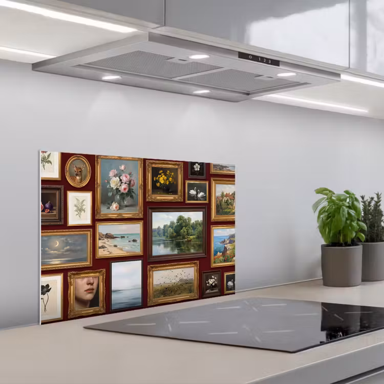 Bloemen - Vaas - Klassiek - Kunst - Rood keuken achterwand spatscherm klein -3d_schuin