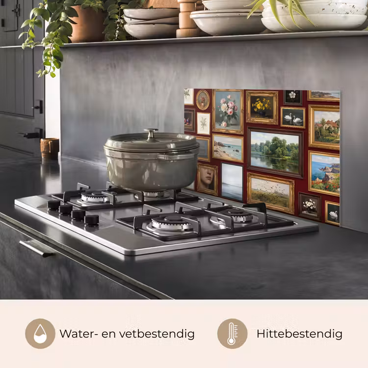 Bloemen - Vaas - Klassiek - Kunst - Rood keuken achterwand spatscherm klein -usp_NL