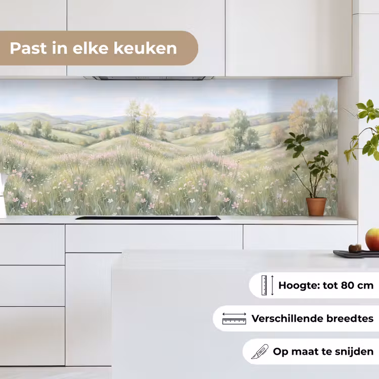 Bloemen veld - Bloemen - Groen keuken achterwand 2 middel -sfeer4_NL