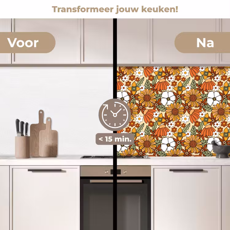 Bloemen - Vintage - Patronen keuken achterwand 2 middel 871 -voor-na2_NL