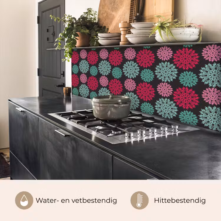 Bloemen - Vintage - Roze - Turquoise - Patronen keuken achterwand 2 middel 871 -usp_NL