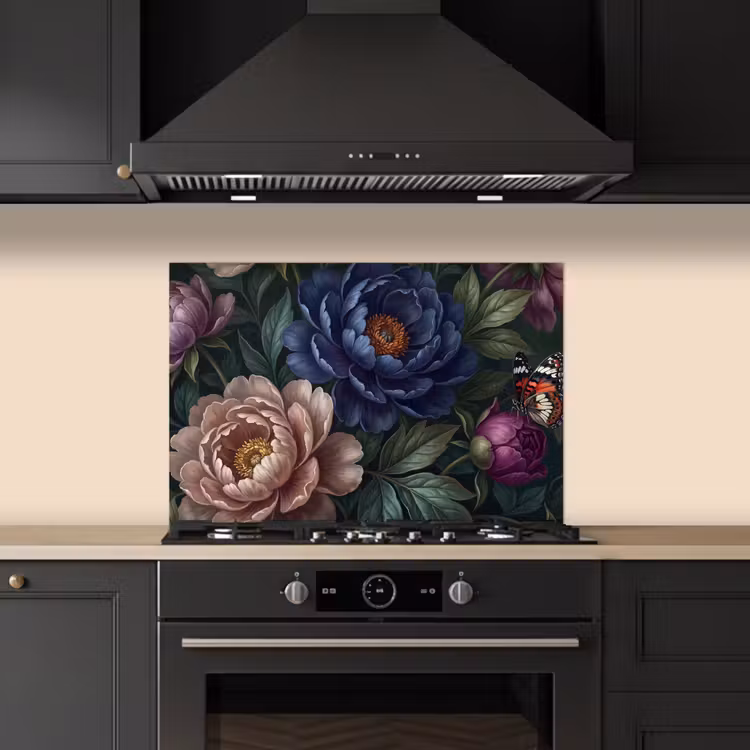 Bloemen - Vlinder - Natuur - Modern - Paars keuken achterwand spatscherm klein -sfeer1