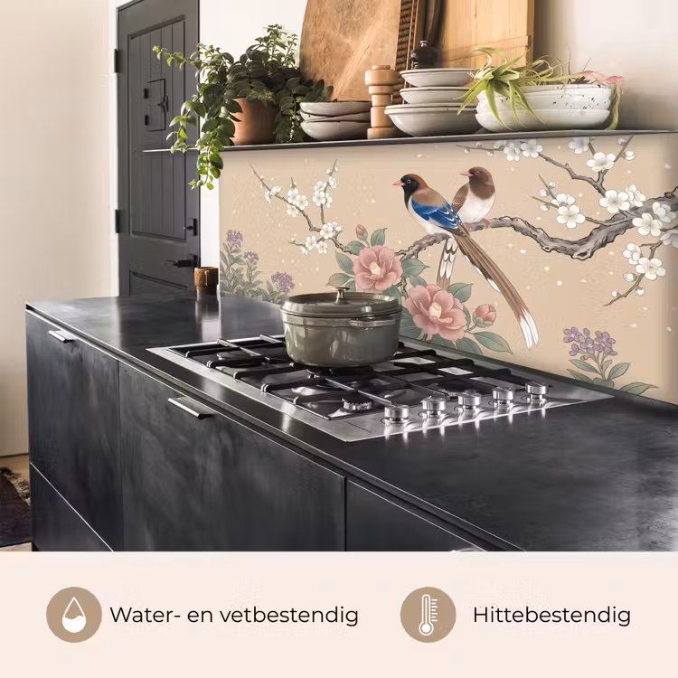 Bloemen - Vogels - Bloemen keuken achterwand 2 middel -usp_NL