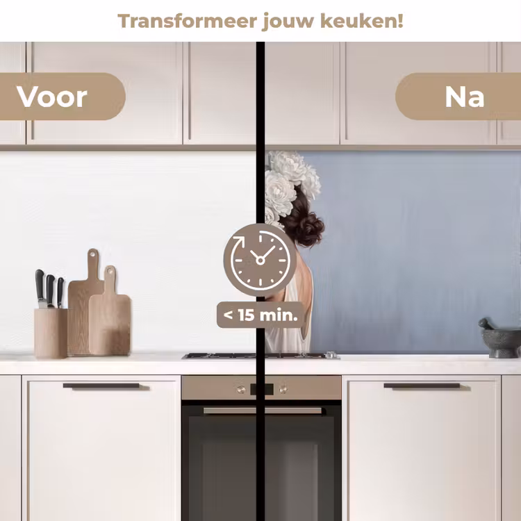 Bloemen - Vrouw - Wit keuken achterwand 2 middel -voor-na2_NL