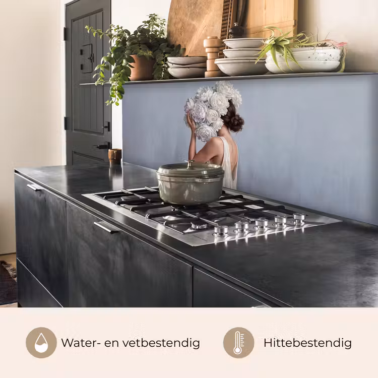 Bloemen - Vrouw - Wit keuken achterwand 2 middel -usp_NL