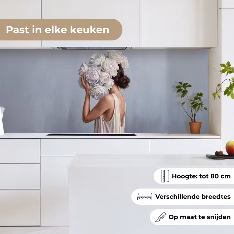 Bloemen - Vrouw - Wit keuken achterwand 2 middel -sfeer4_NL