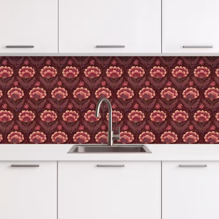 Bloemen - Waaier - Paars keuken achterwand 2 middel 871 -3d
