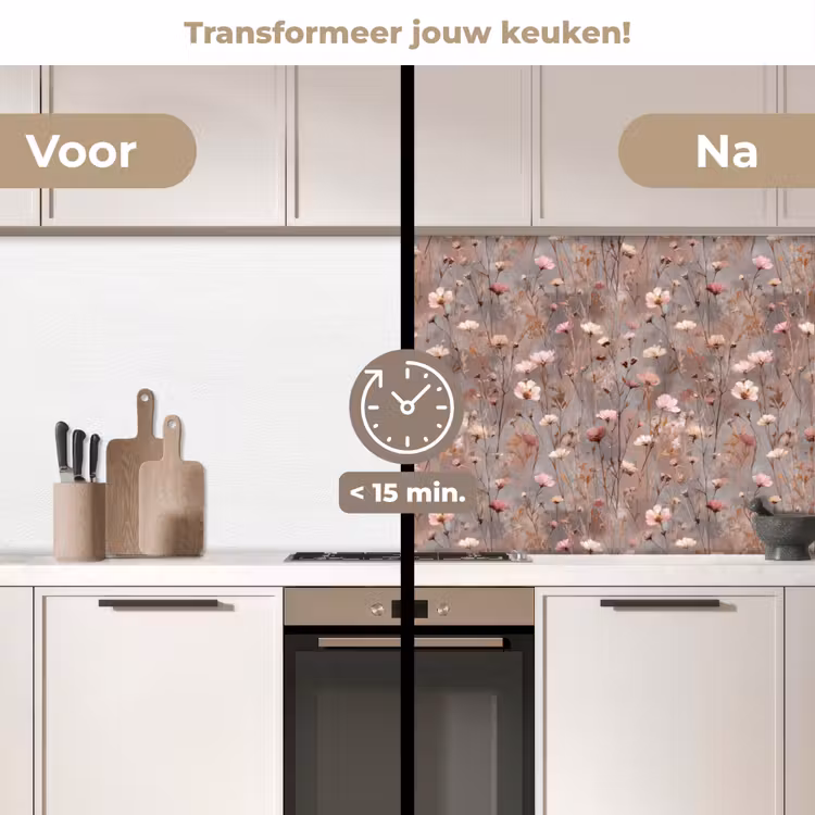 Bloemen - Wild - Pastel keuken achterwand 2 middel 871 -voor-na2_NL