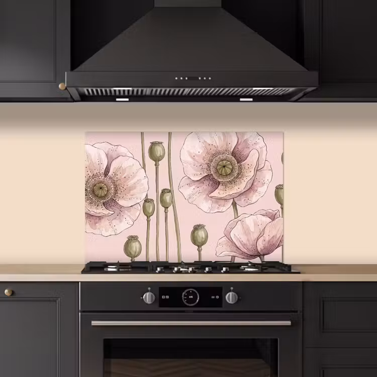 Bloemen - Zomer - Natuur - Aquarel - Roze keuken achterwand spatscherm klein -sfeer1