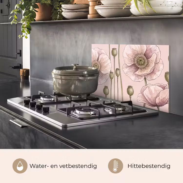 Bloemen - Zomer - Natuur - Aquarel - Roze keuken achterwand spatscherm klein -usp_NL