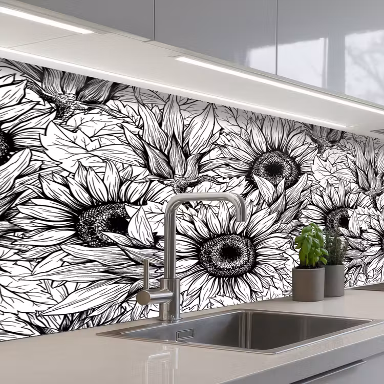 Bloemen - Zonnebloem - Patroon keuken achterwand 2 middel 871 -3d_schuin