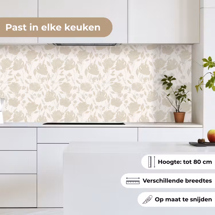 Bloemenpatroon - Silhouet - Wit keuken achterwand 2 middel 871 -sfeer4_NL