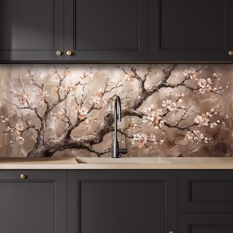 Bloesem - Takken - Schilderij - Beige - Serene keuken achterwand 2 middel -sfeer1