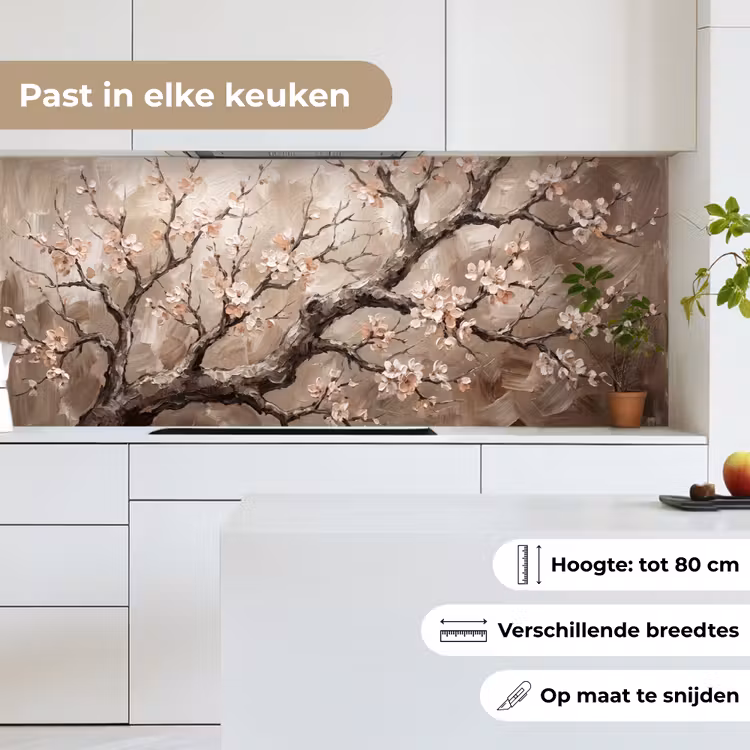 Bloesem - Takken - Schilderij - Beige - Serene keuken achterwand 2 middel -sfeer4_NL