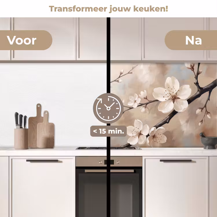 Bloesem - Takken - Schilderij - Beige - Serene keuken achterwand 2 middel -voor-na2_NL