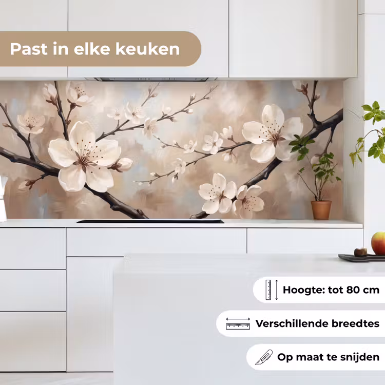 Bloesem - Takken - Schilderij - Beige - Serene keuken achterwand 2 middel -sfeer4_NL
