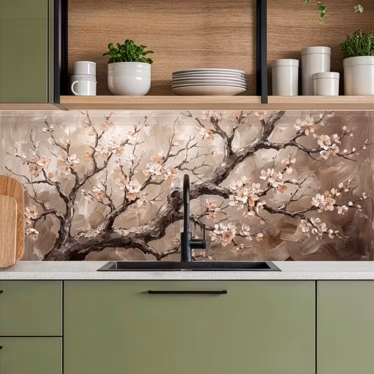 Bloesem - Takken - Schilderij - Beige - Serene keuken achterwand 2 middel -sfeer3