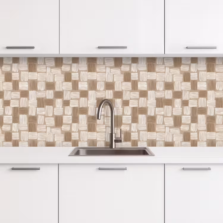 Blok - Patroon - Bruin keuken achterwand 2 middel 871 -3d