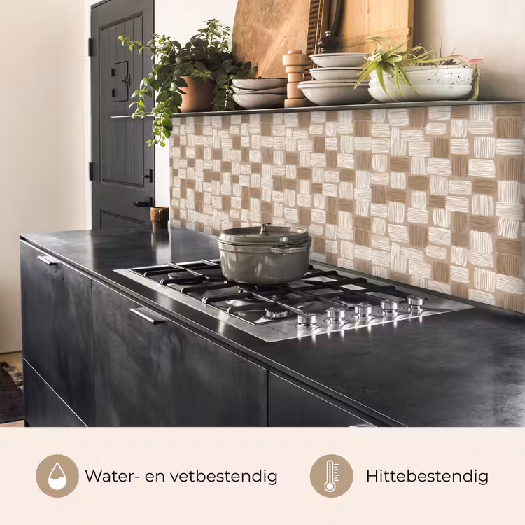 Blok - Patroon - Bruin keuken achterwand 2 middel 871 -usp_NL