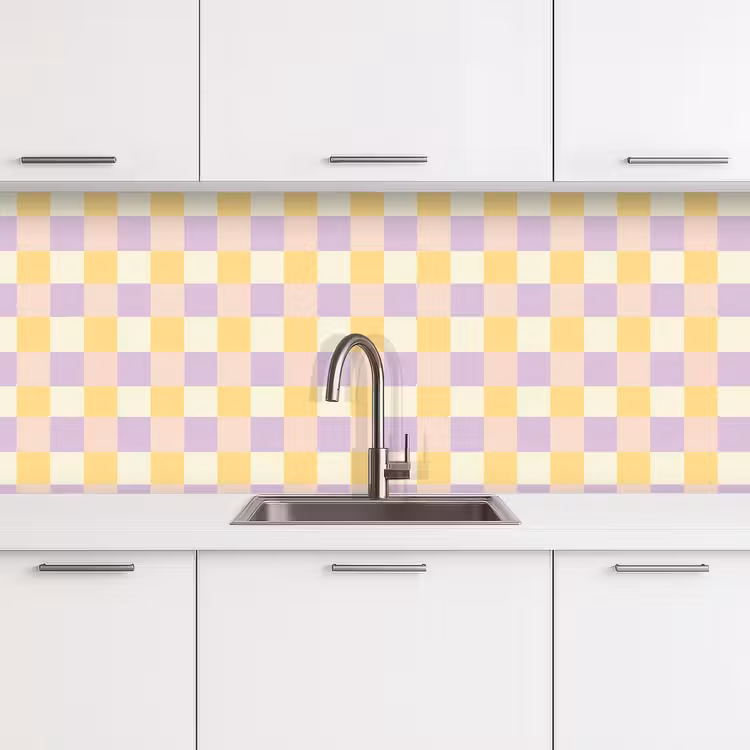 Blokjes - Lila - Geel keuken achterwand 2 middel 871 -3d