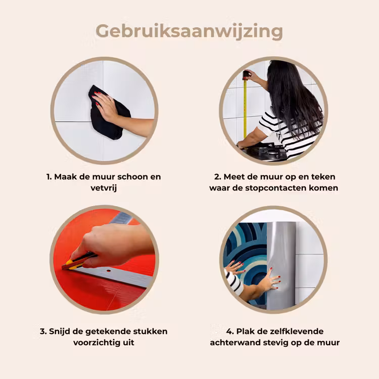 Bogen - Geometrisch - Patroon - Blauw - Retro keuken achterwand 2 middel 871 -gebruiksaanwijzing_NL