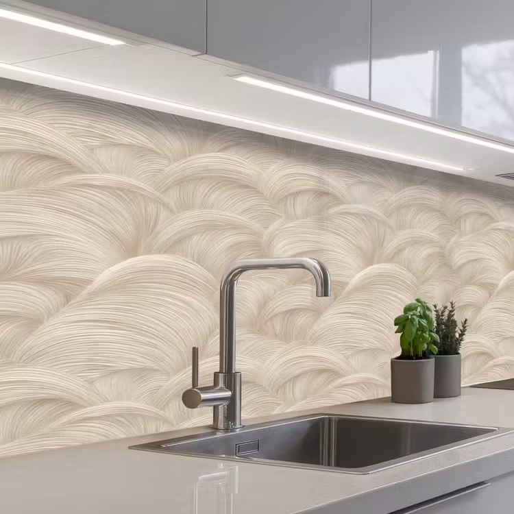 Bogen - Patroon - Beige keuken achterwand 2 middel 871 -3d_schuin