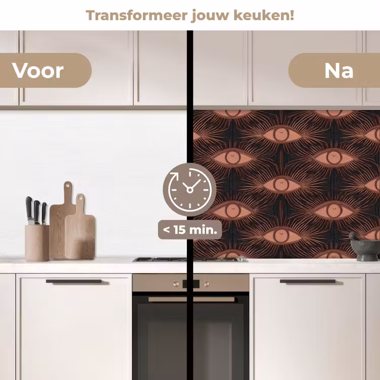 Boheems - Oog - Bruin keuken achterwand 2 middel 871 -voor-na2_NL