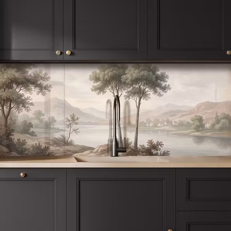 Bomen - Meer - Bergen - Illustratie keuken achterwand 2 middel -sfeer1