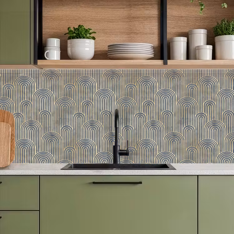 Boog - Goud - Blauw keuken achterwand 2 middel 871 -sfeer3