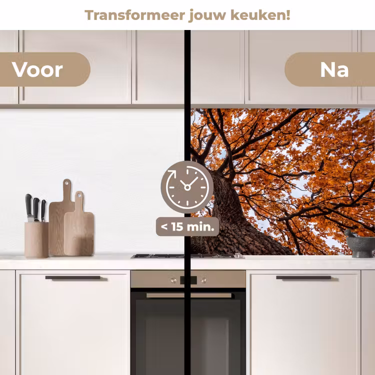 Boom - Bladerdak - Herfst - Oranje - Sfeervol keuken achterwand 2 middel -voor-na2_NL