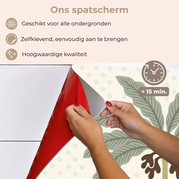 Boom - Bladeren - Groen - Decoratief - Beige keuken achterwand spatscherm klein -spatscherm_NL