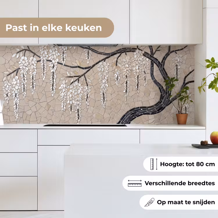 Boom - Bloemen - Mozaïek - Kunst - Wit keuken achterwand 2 middel -sfeer4_NL