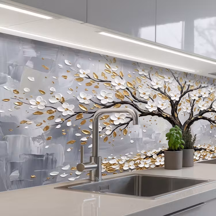 Boom - Bloemen - Natuur - Abstract - Wit keuken achterwand 2 middel -3d_schuin