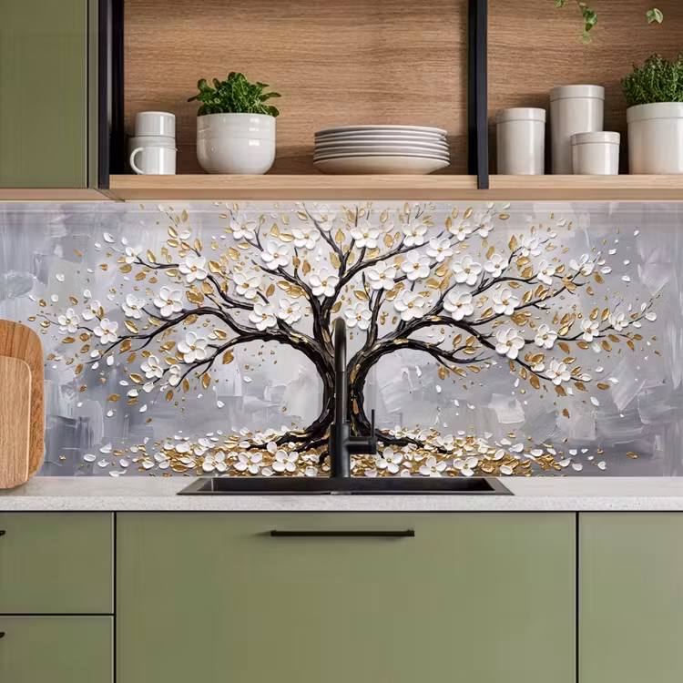 Boom - Bloemen - Natuur - Abstract - Wit keuken achterwand 2 middel -sfeer3