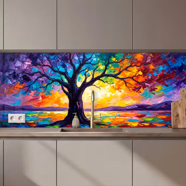 Boom - Landschap - Natuur - Abstract - Kleurrijk keuken achterwand 2 middel zz_3dshopping
