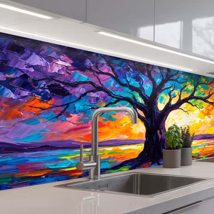 Boom - Landschap - Natuur - Abstract - Kleurrijk keuken achterwand 2 middel -3d_schuin