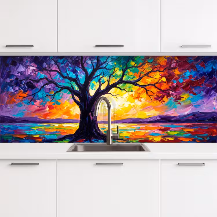 Boom - Landschap - Natuur - Abstract - Kleurrijk keuken achterwand 2 middel -3d