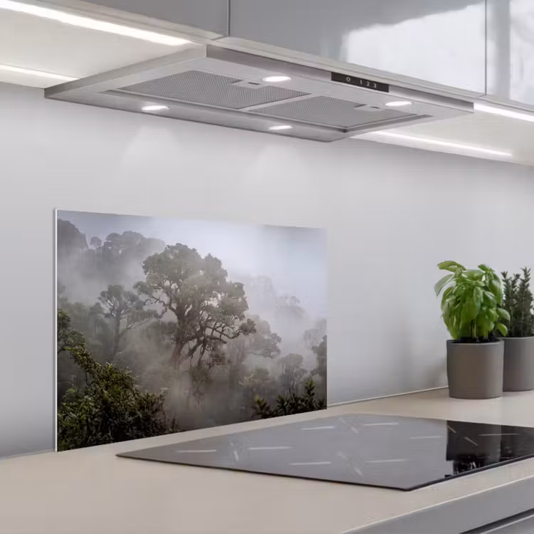Boom - Mistig - Bos - Groen - Natuur keuken achterwand spatscherm klein -3d_schuin