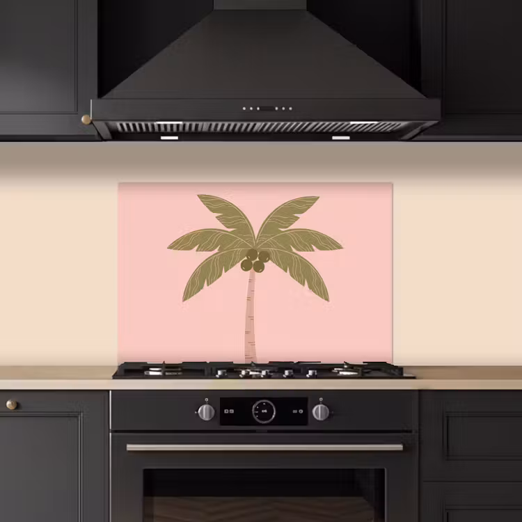 Boom - Palm - Natuur - Illustratie - Roze keuken achterwand spatscherm klein -sfeer1