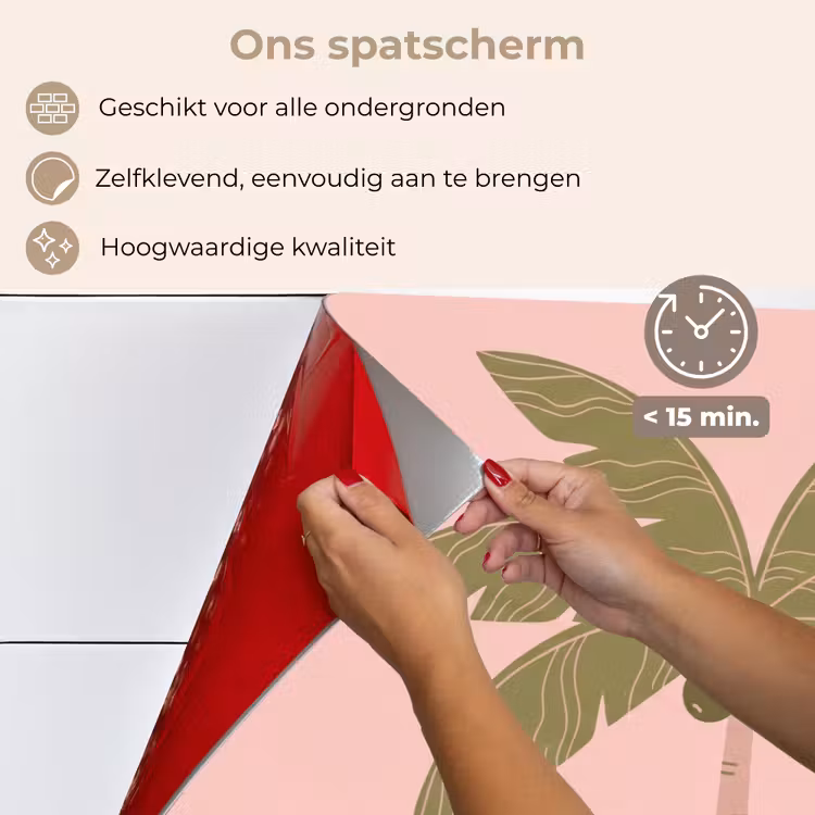 Boom - Palm - Natuur - Illustratie - Roze keuken achterwand spatscherm klein -spatscherm_NL