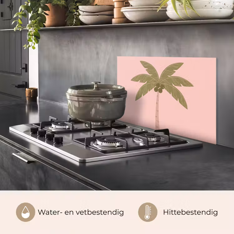Boom - Palm - Natuur - Illustratie - Roze keuken achterwand spatscherm klein -usp_NL