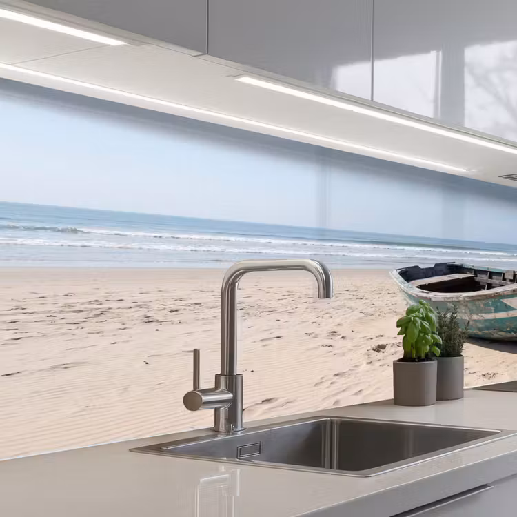 Boot - Zandstrand - Zee keuken achterwand 2 middel -3d_schuin