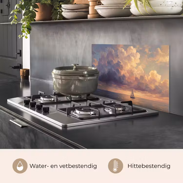 Boot - Zonsondergang - Zee - Natuur - Goud keuken achterwand spatscherm klein -usp_NL