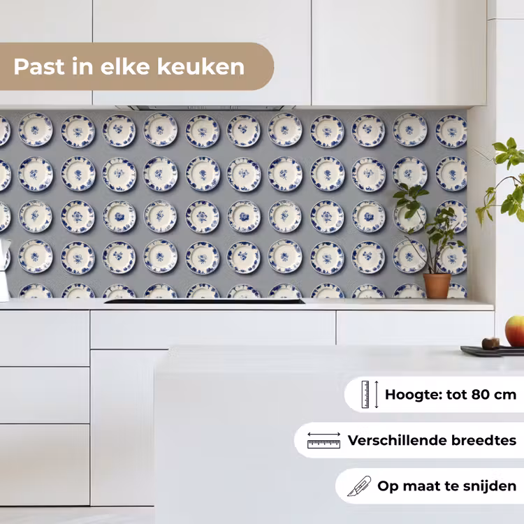Borden - Bloemen - Blauw - Wit keuken achterwand 2 middel 871 -sfeer4_NL