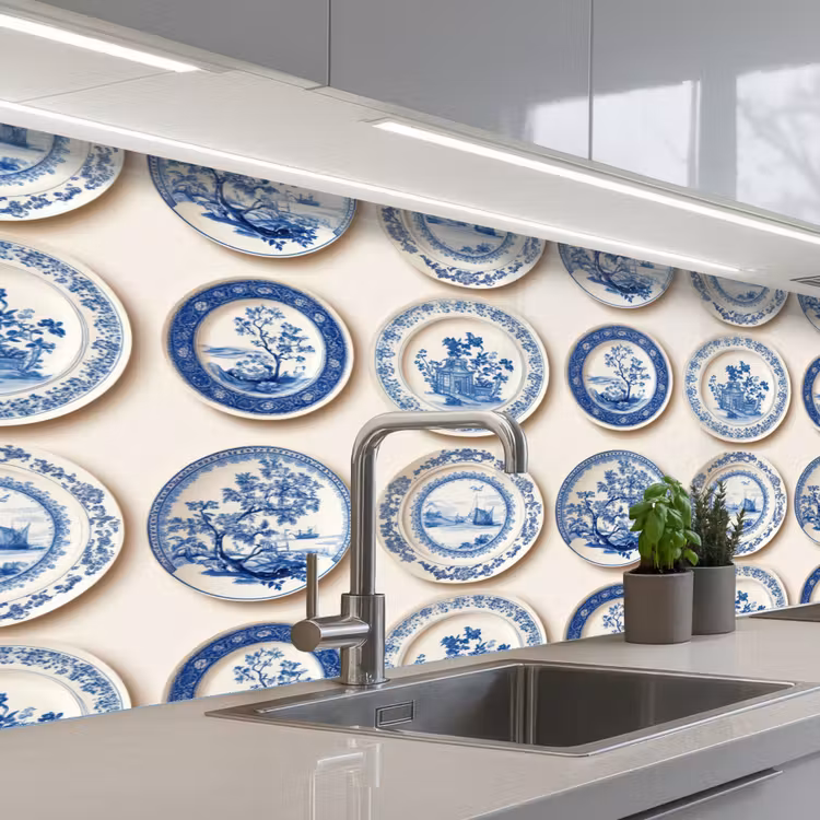 Borden - Bomen - Planten - Blauw keuken achterwand 2 middel 871 -3d_schuin