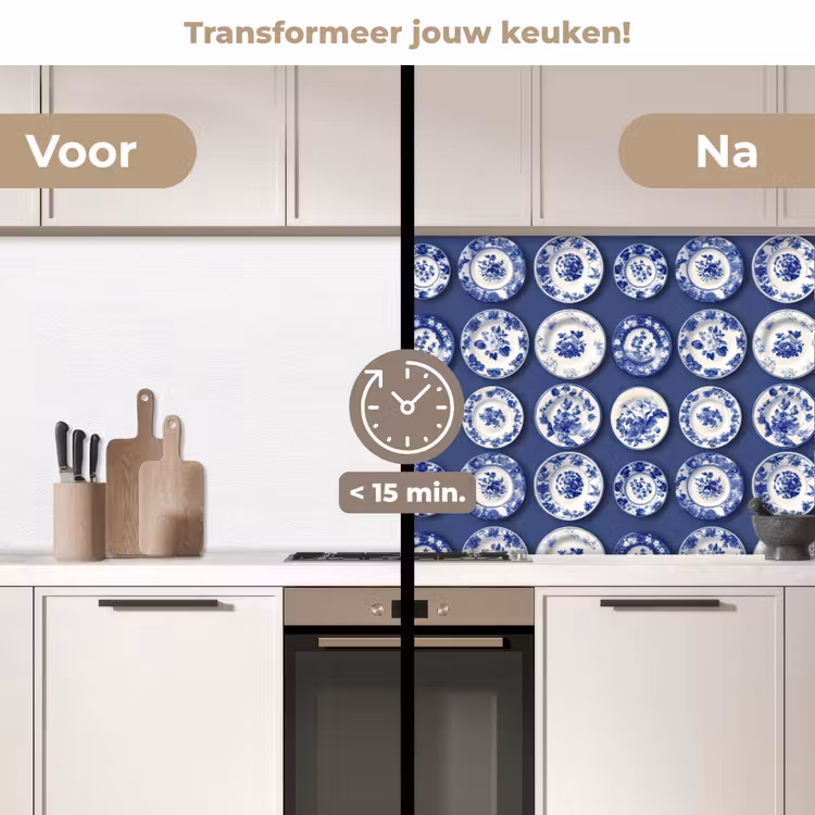 Borden - Floraal - Blauw keuken achterwand 2 middel 871 -voor-na2_NL