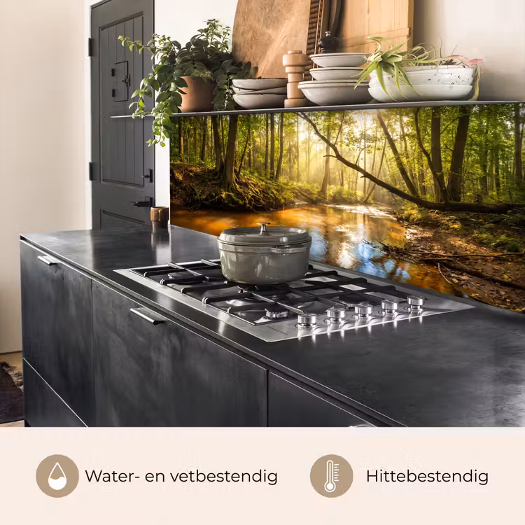 Bos - Beek - Zonlicht - Natuur - Groen keuken achterwand 2 middel -usp_NL
