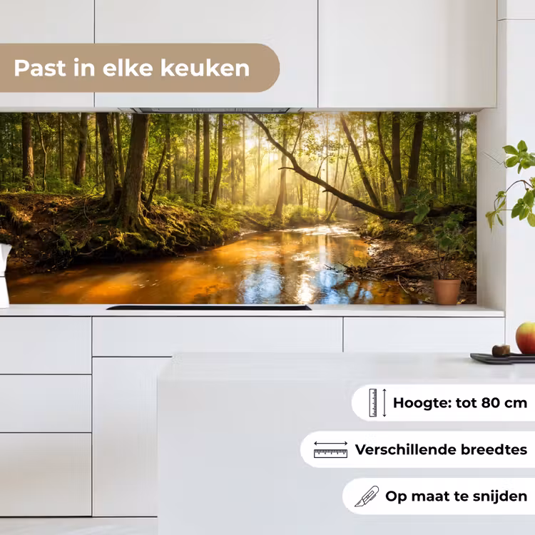 Bos - Beek - Zonlicht - Natuur - Groen keuken achterwand 2 middel -sfeer4_NL